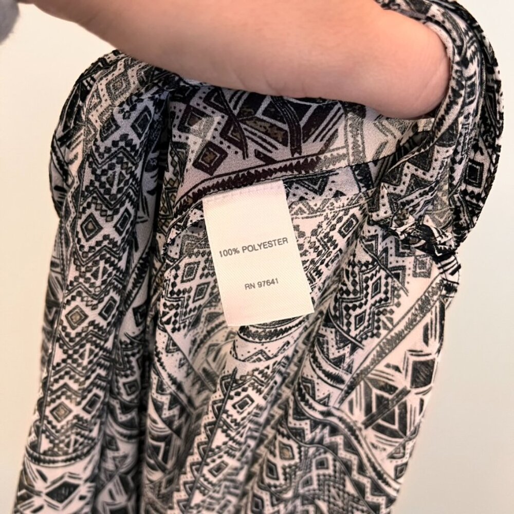 Women’s J.Jill Sheer Tunic Cover Up Aztec Geometric Black White Size LP NWT‎ - Picture 6 of 8